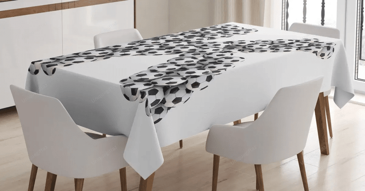 Soccer Alphabet Design 3d Printed Tablecloth Home Decoration