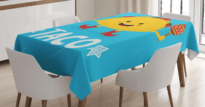 Dancing Funny Taco Cartoon 3d Printed Tablecloth Home Decoration