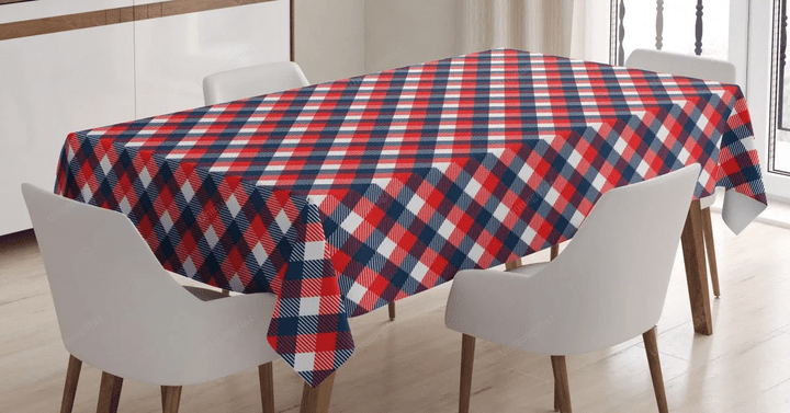Checkered Gingham English 3d Printed Tablecloth Home Decoration