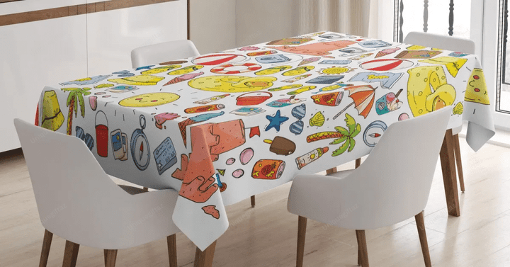 Vivid Summer Vacation Items 3d Printed Tablecloth Home Decoration