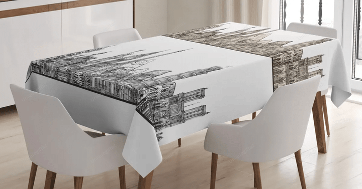 Historical Monument Lines 3d Printed Tablecloth Home Decoration
