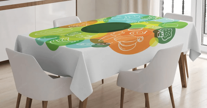 Doodle Vegan Pattern 3d Printed Tablecloth Home Decoration
