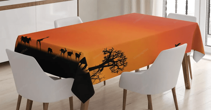 Safari Sunset With Gull 3d Printed Tablecloth Home Decoration