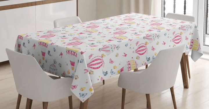 Watercolor Hot Air Balloons 3d Printed Tablecloth Home Decoration