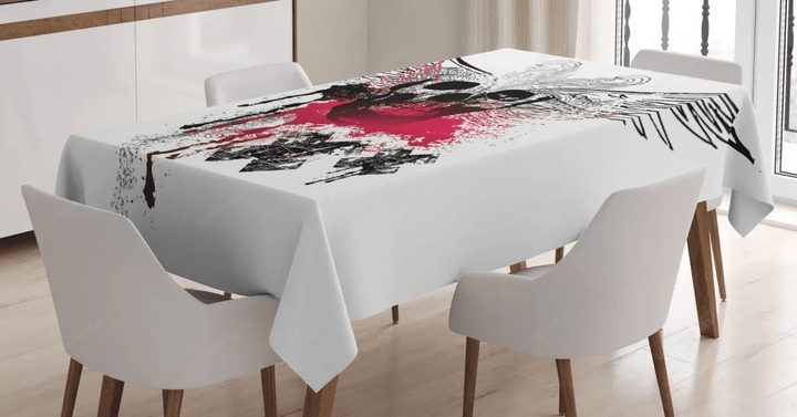 Grunge Wings And Skull 3d Printed Tablecloth Home Decoration