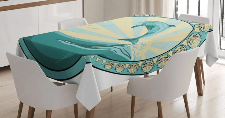 Mammal Jumping Out Sea 3d Printed Tablecloth Home Decoration