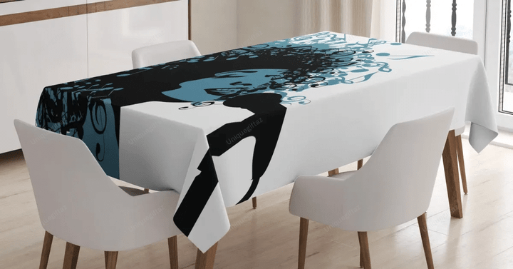 Singer Afro Music Note Hair 3d Printed Tablecloth Home Decoration