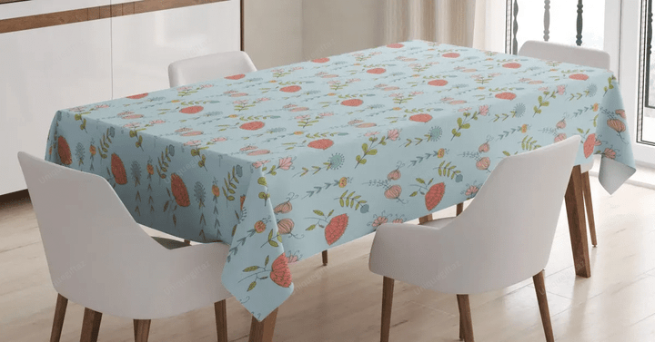 Doodle Blossoms Leaves 3d Printed Tablecloth Home Decoration