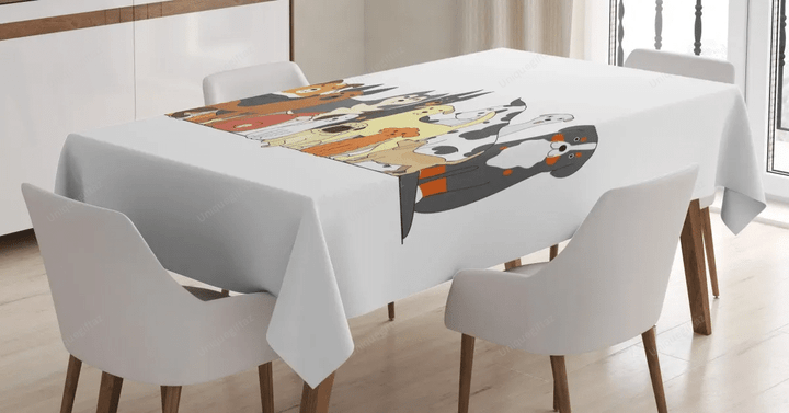 Husky And Jack Russel Terrier 3d Printed Tablecloth Home Decoration