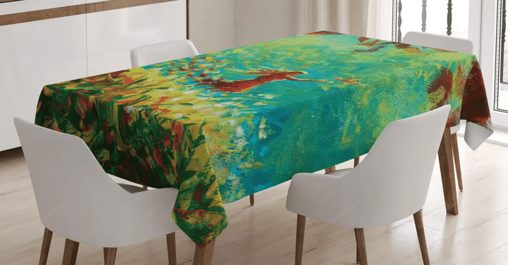 Painting Of A Forest Scene 3d Printed Tablecloth Home Decoration