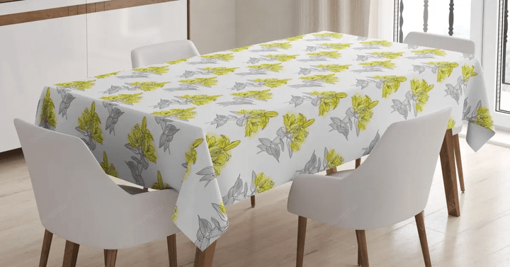 Lily Flowers Sketch Artwork 3d Printed Tablecloth Home Decoration
