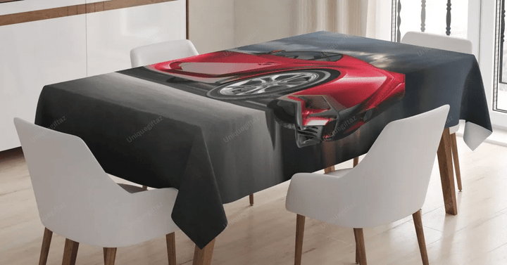 Modern Red Sports Vehicle 3d Printed Tablecloth Home Decoration