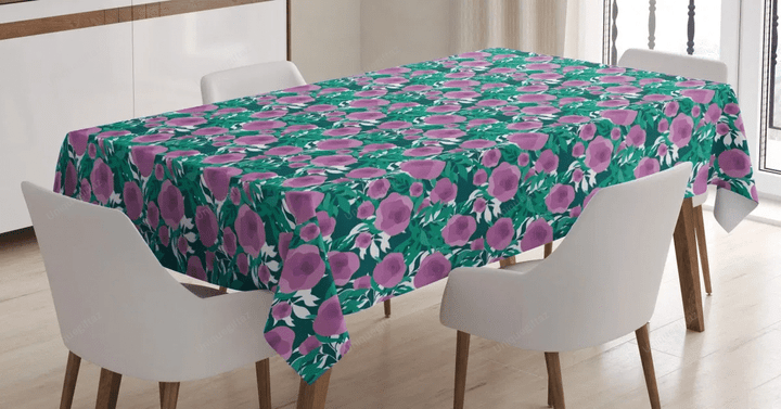 Graphical Flowers And Leaves 3d Printed Tablecloth Home Decoration