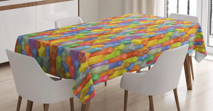 Cartoon Skyscrapers Town 3d Printed Tablecloth Home Decoration