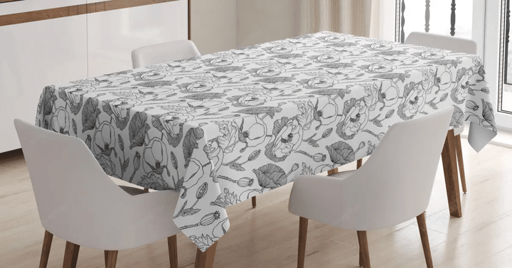 Poppies Buds Blossoms 3d Printed Tablecloth Home Decoration