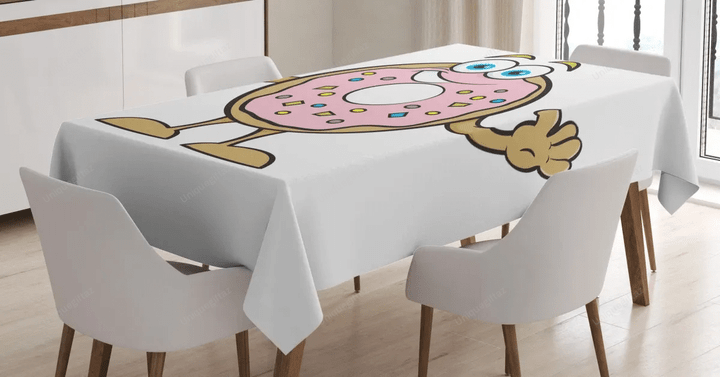 Waving Donut With Sprinkles 3d Printed Tablecloth Home Decoration
