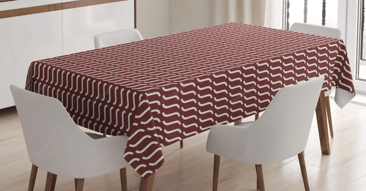 Cutrvy Wavy Lines Dark Tile 3d Printed Tablecloth Home Decoration