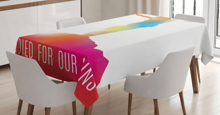 Scenery With A Message Color 3d Printed Tablecloth Home Decoration