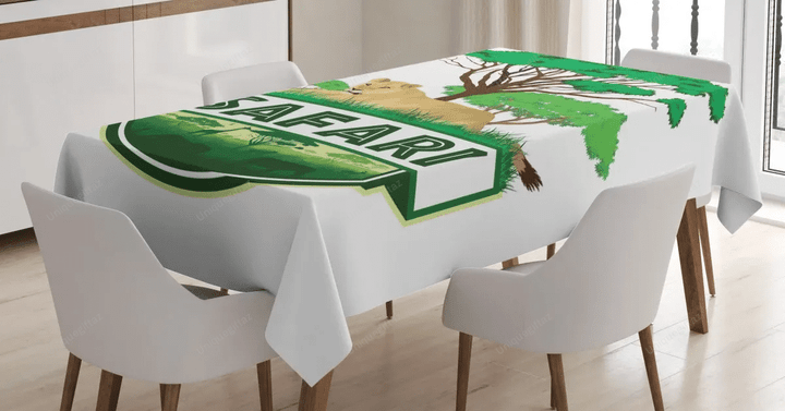 African Green Trees Lion 3d Printed Tablecloth Home Decoration