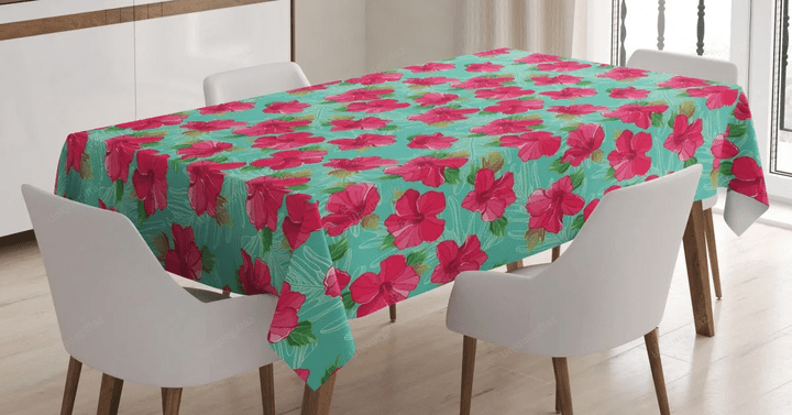 Botanical Hibiscus 3d Printed Tablecloth Home Decoration