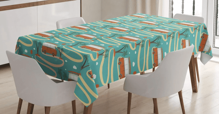 Summer Van And Palms 3d Printed Tablecloth Home Decoration