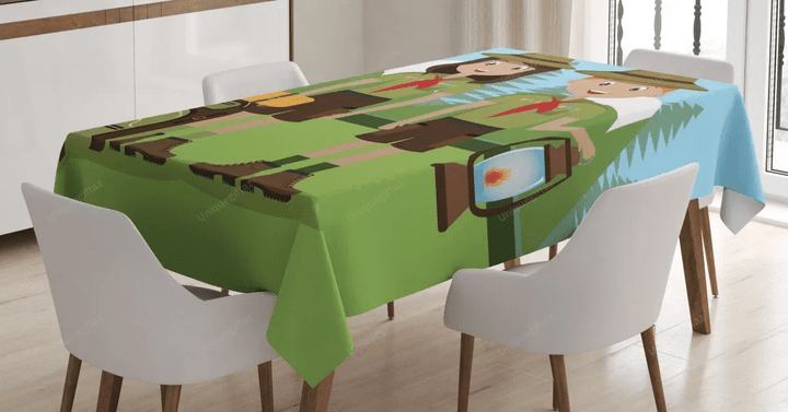 Woman And Men In Forest 3d Printed Tablecloth Home Decoration