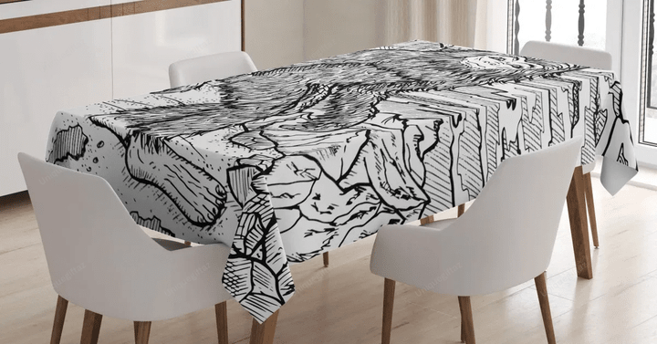 Mythical Yeti Creature 3d Printed Tablecloth Home Decoration