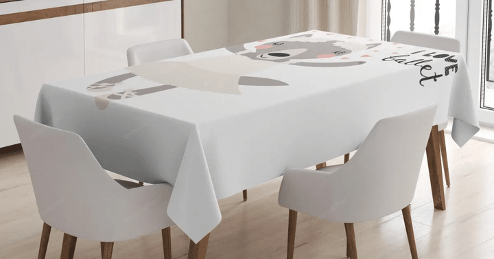 Ballerina Wolf In A Tutu 3d Printed Tablecloth Home Decoration