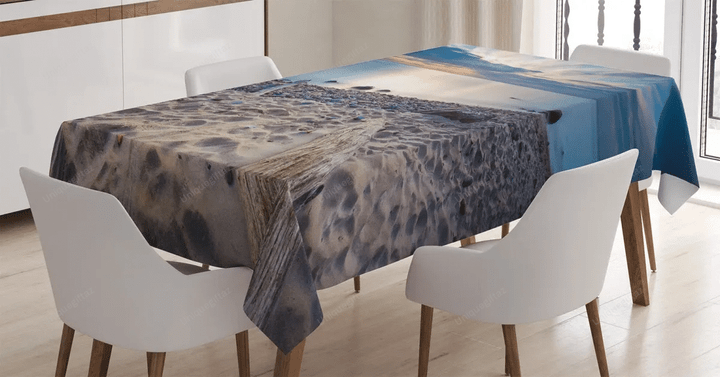 Rocky Sea Shore Trees 3d Printed Tablecloth Home Decoration