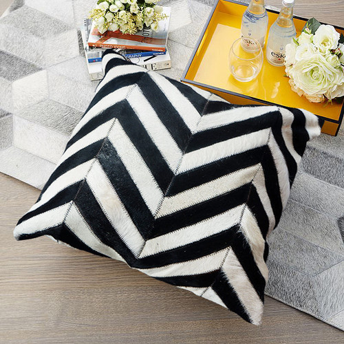 Cowhide black and white sofa pillow