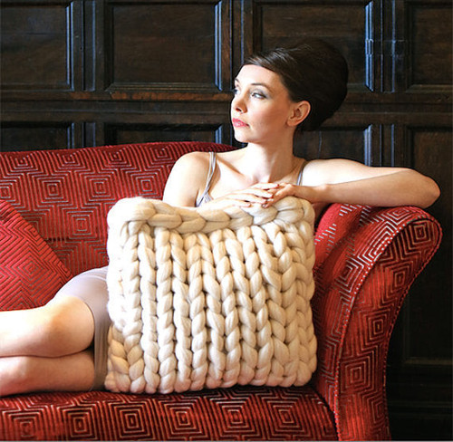 Handmade Square Knitted Chunky Pillow