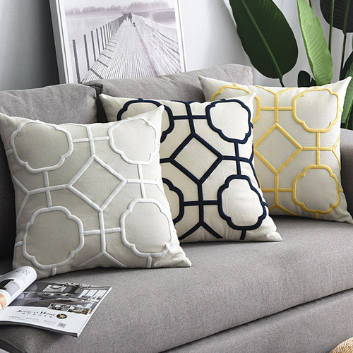 Light Luxury Geometric Embroidered Sofa Pillowcase.