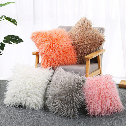Wool Fur Fluffy Throw Pillow covers