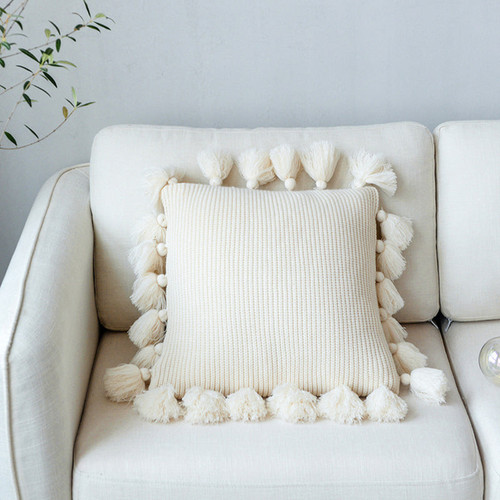 Wool tassel pillow