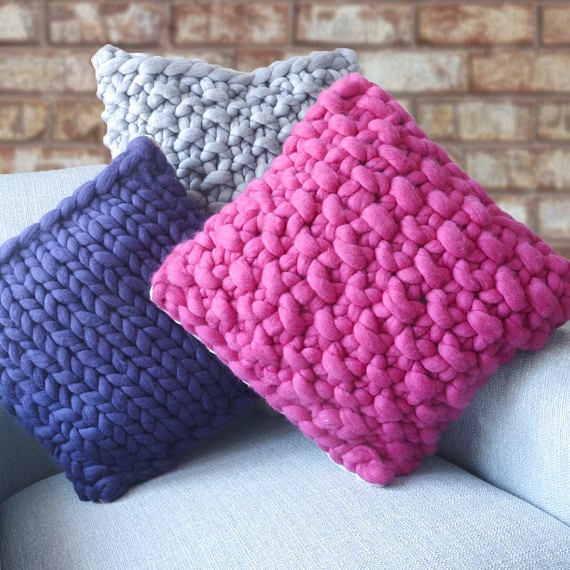 Handmade Square Knitted Chunky Pillow