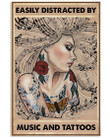 Girl Easily Distracted By Music Tattoos poster canvas