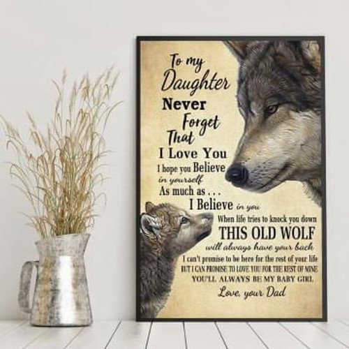 Wolf To My Daughter Never Forget That I Love You Paper poster canvas
