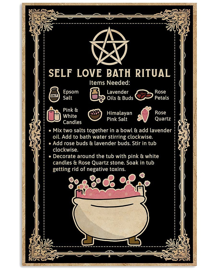 Self Love Bath Ritual Items Needed Funny Witch poster canvas