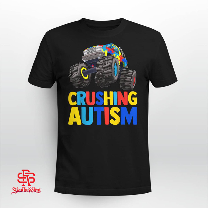 Monster Truck Crushing Austim Shirt Autism Awareness