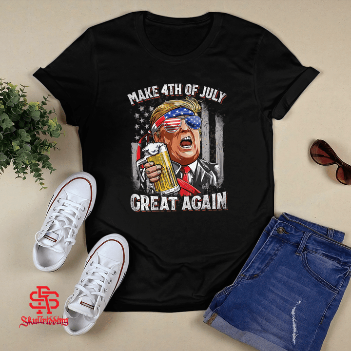 Make 4th of July Great Again Trump Men Women Beer Mug Retro T-Shirt and Hoodie