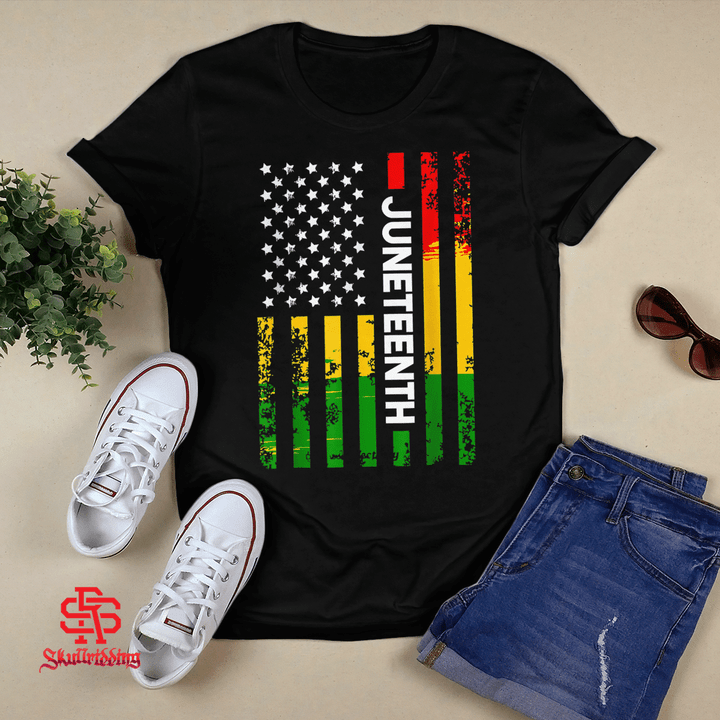 June 19th history of afircan US American flag juneteenth T-Shirt and Hoodie
