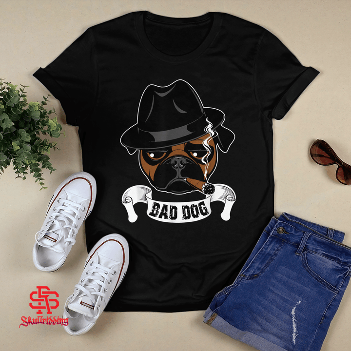 Bad Dog French bulldog smoking cigar T-shirt + Hoodie