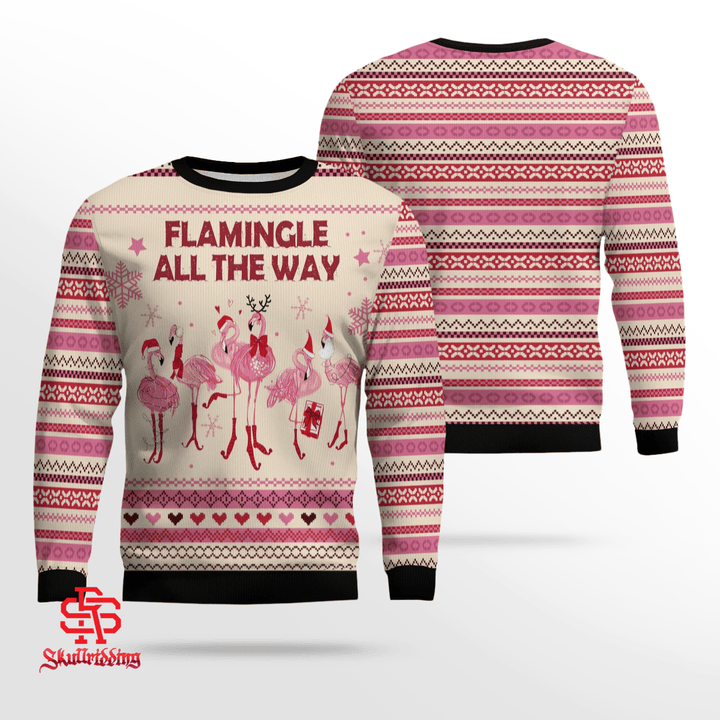 Flamingo All The Way Ugly Christmas Sweater