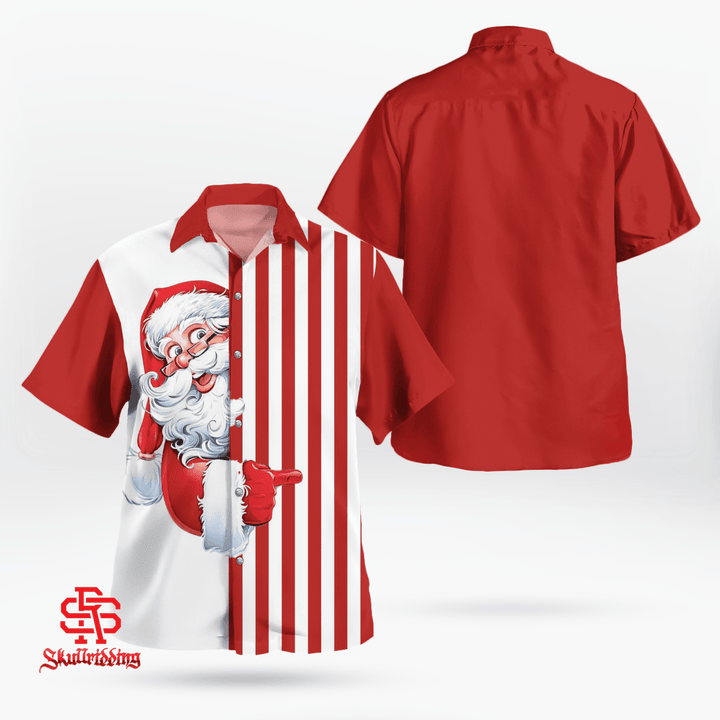 Christmas Santa Claus Stripe Patchwork Hawaiian Shirt