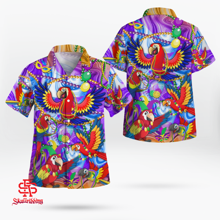 Mardi Gras Parrot Hawaiian Shirt Aloha