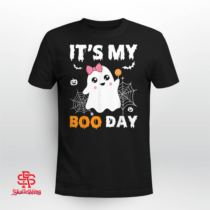 Its My Boo Day Shirt Halloween Birthday Ghost Pink Bow Girls