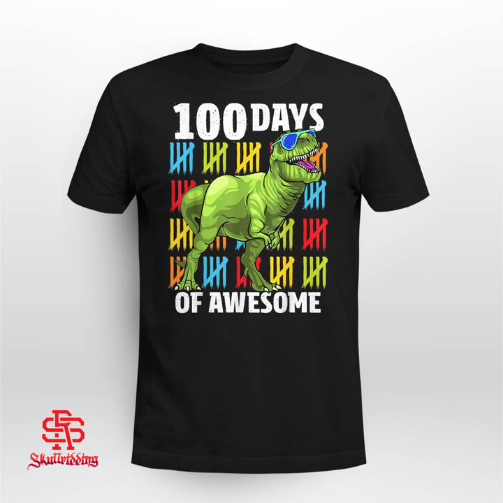 100 Days of School Dinosaur T-Rex Dino Kids Boys 100th Day