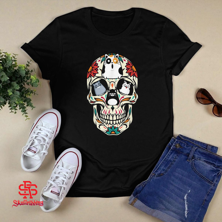 Sugar Skull Cats Paw Lover Halloween T-Shirt