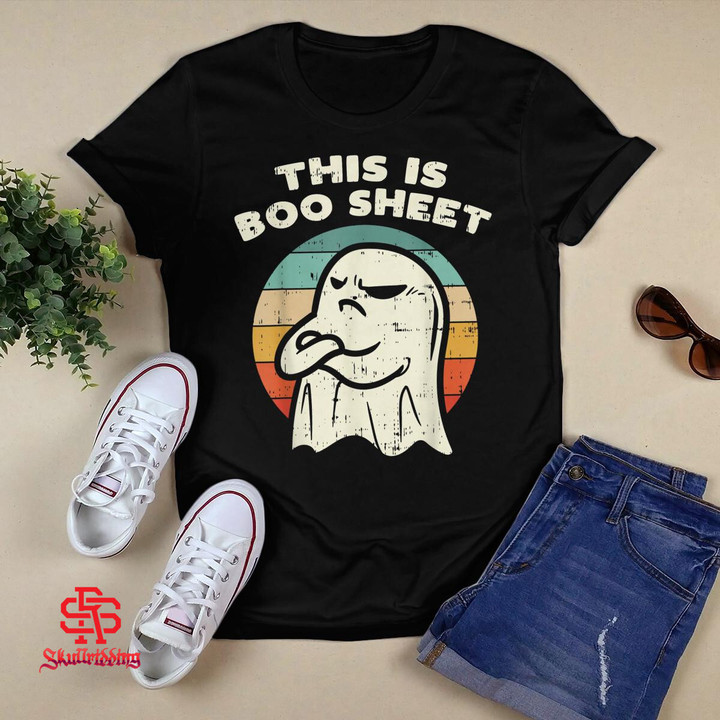  This Is Boo Sheet Ghost Retro Halloween Costume 