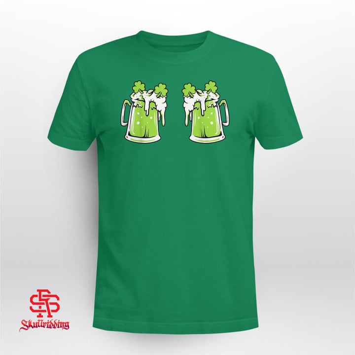 Funny St Patricks Day Drinking Irish Shamrock Green Beer Mug T-Shirt